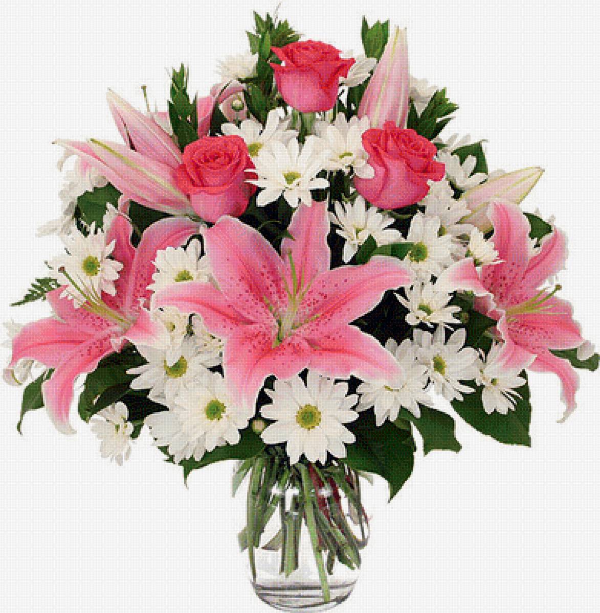 Букет из роз, лилий и ромашек «Анжела»