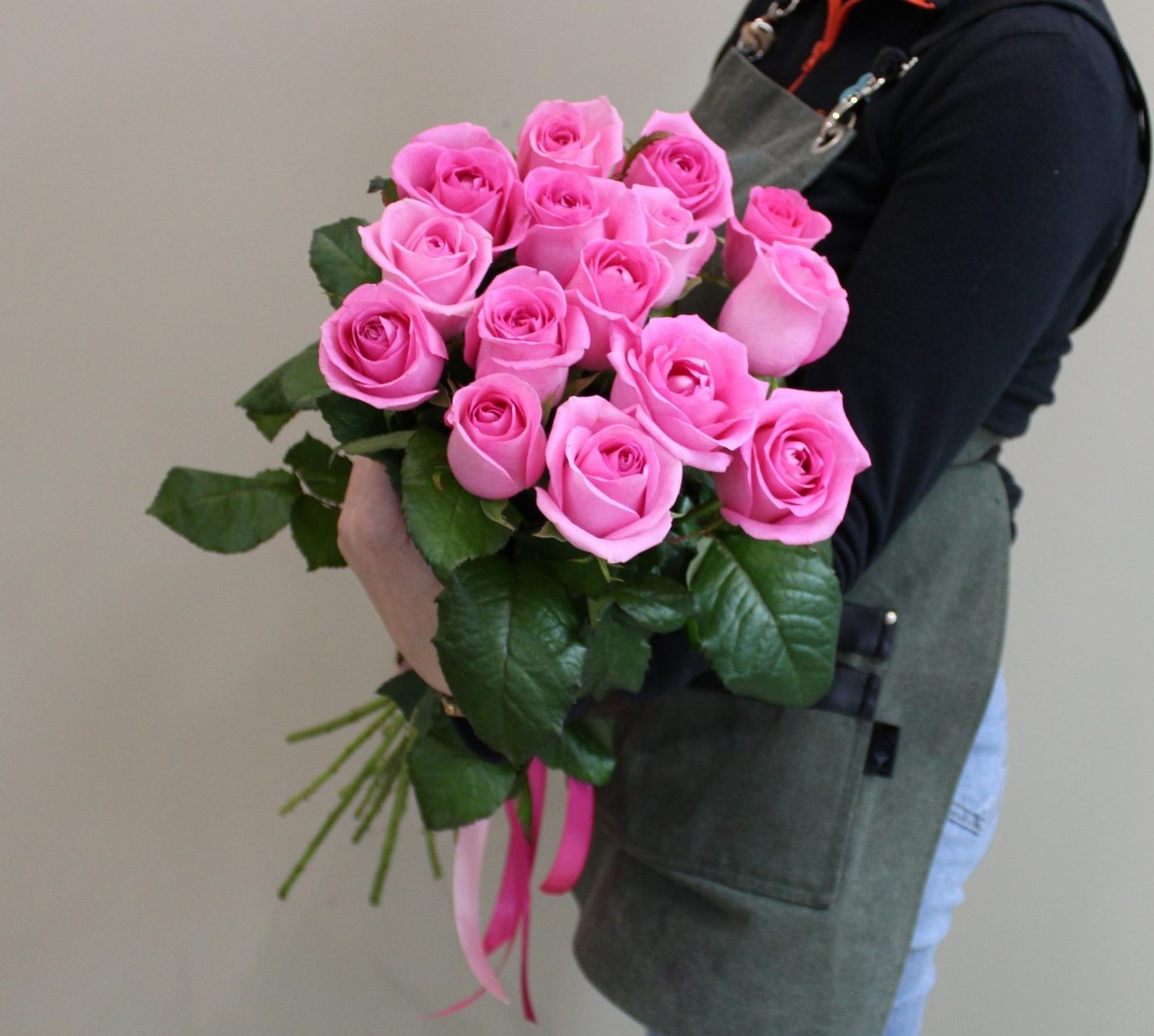 Букет из 9 розовых роз «Барби»