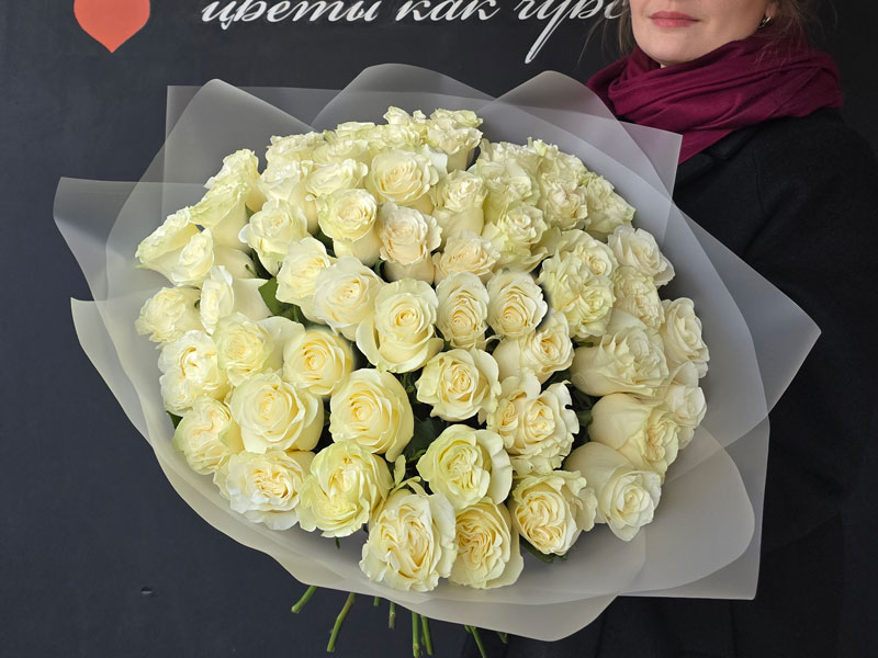 Роза белая, Эквадор, 60см